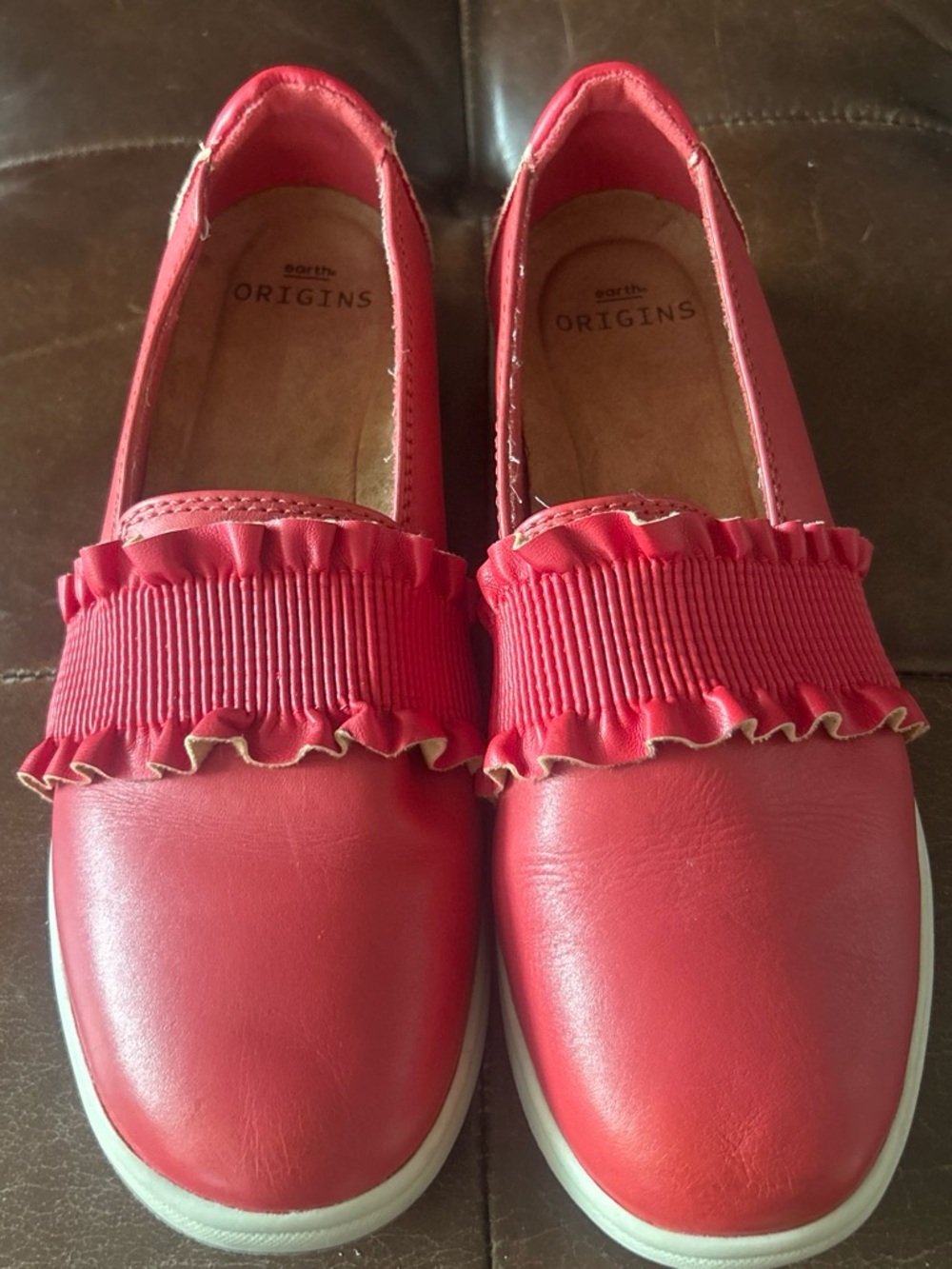 Origins Red Ruffle Slip-On Shoes